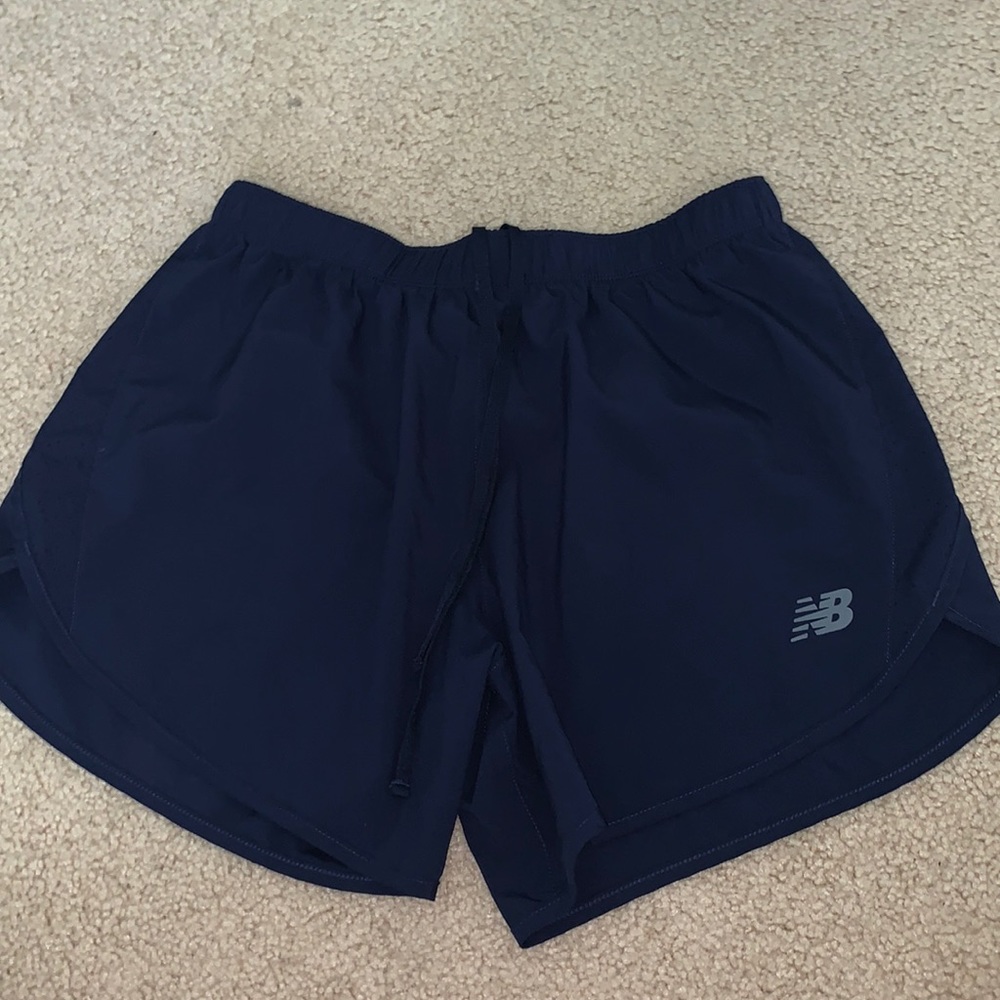 Navy new balance athletic shorts